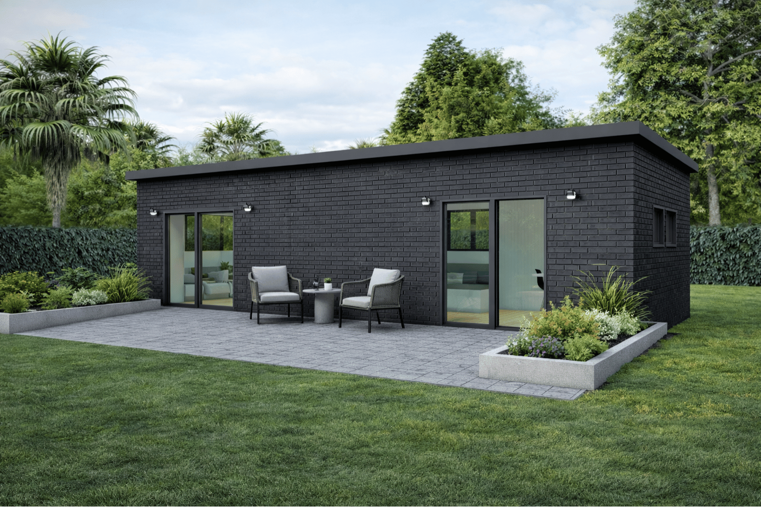 Three-bedroom one-bathroom granny flat layout under 70 square metres